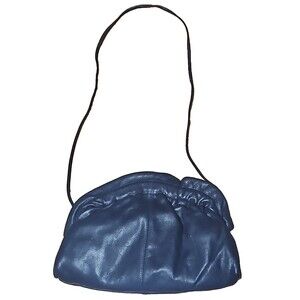 Vintage BRIO! Women's Soft Genuine Leather Blue Shoulder Strap Purse Suede Inner